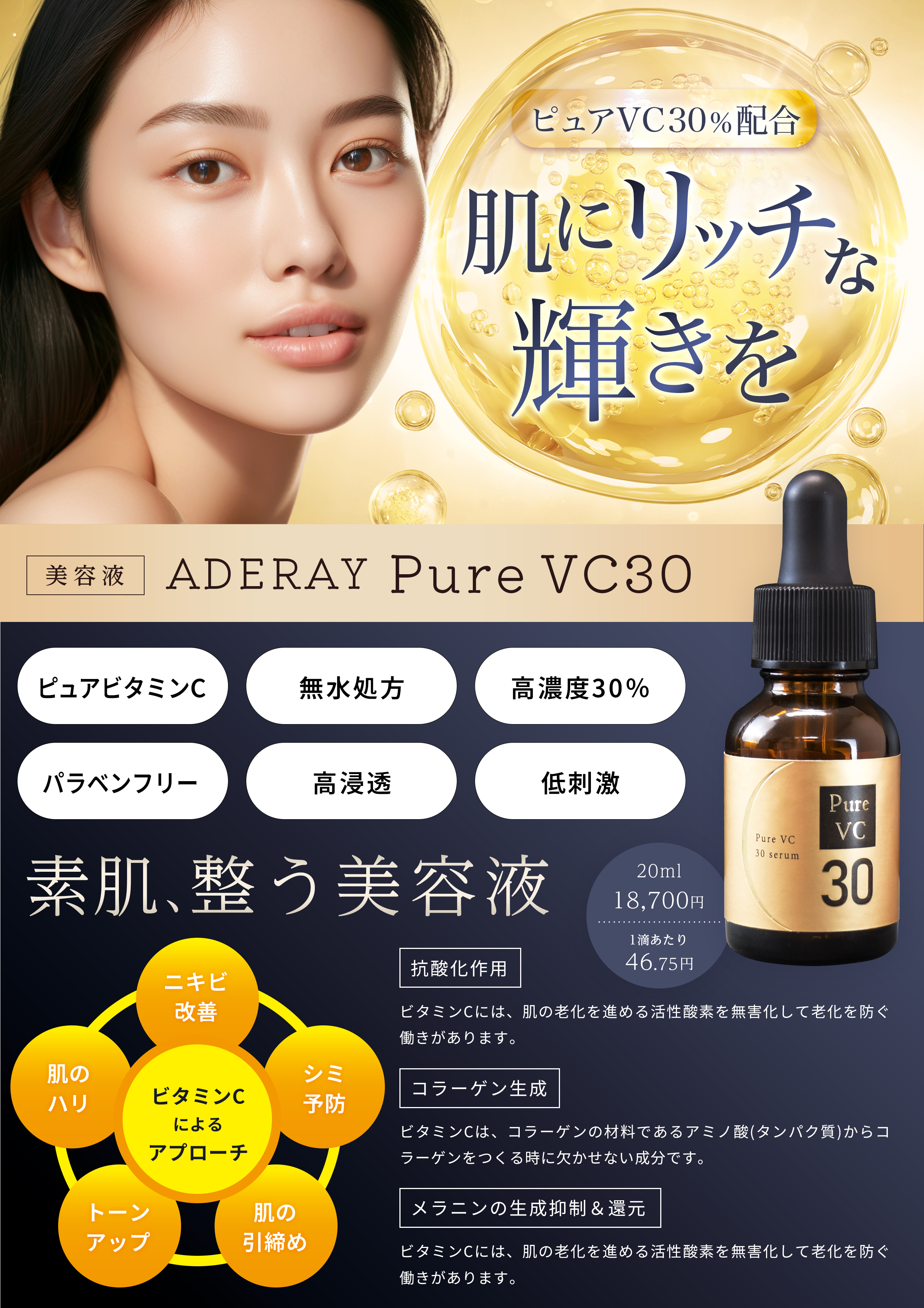 ADERAYピュアC30セラムのチラシ表